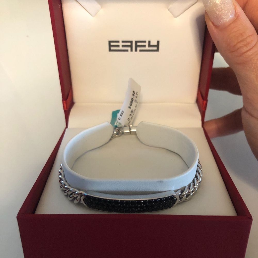EFFY STERLING SILVER & BLACK SAPPHIRE BAR BRACELET